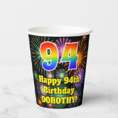 Gobelets En Papier 94e anniversaire : Fun Fireworks Motif + Rainbow 9 (Verso)