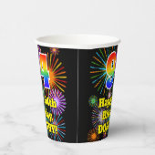 Gobelets En Papier 94e anniversaire : Fun Fireworks Motif + Rainbow 9 (Droite)