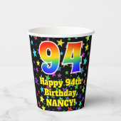 Gobelets En Papier 94e anniversaire : Fun Stars Motif et Rainbow 94 (Verso)
