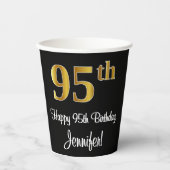 Gobelets En Papier 95e anniversaire - Elégant luxe Faux Gold Look # (Recto)