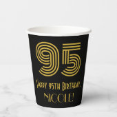 Gobelets En Papier 95th Birthday: Art Deco Inspired Look “95” & Name (Verso)