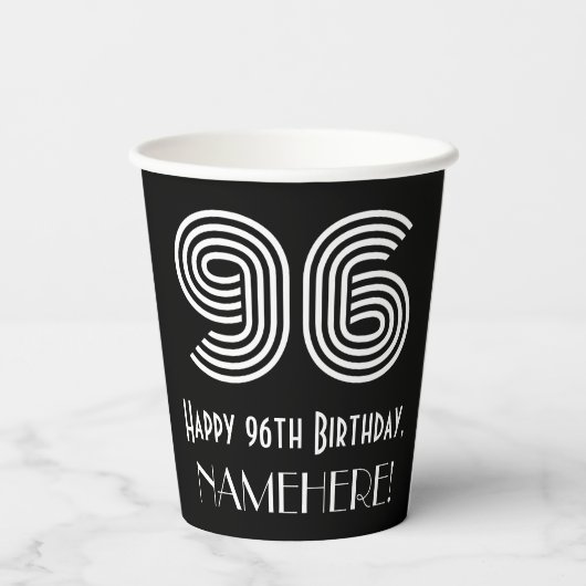 Gobelets En Papier 96e anniversaire — Art Déco Inspiré Look "96" + No (Verso)