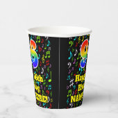 Gobelets En Papier 96e anniversaire : Fun Music Notes Motif, Rainbow (Droite)