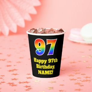 Gobelets En Papier 97e anniversaire : coloré, amusant, excitant, arc-