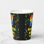 Gobelets En Papier 97e anniversaire : Fun Music Notes Motif, Rainbow  (Gauche)