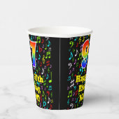 Gobelets En Papier 97e anniversaire : Fun Music Notes Motif, Rainbow  (Droite)