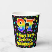 Gobelets En Papier 97e anniversaire : Fun Stars Motif et Rainbow 97 (Recto)