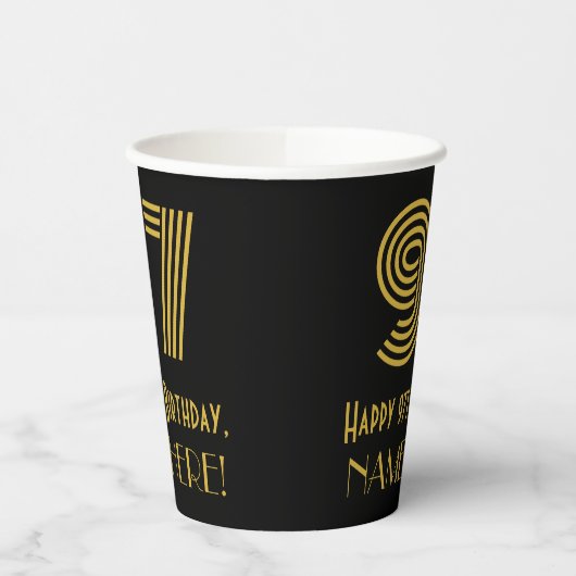 Gobelets En Papier 97th Birthday: Art Deco Inspired Look “97” & Name (Gauche)