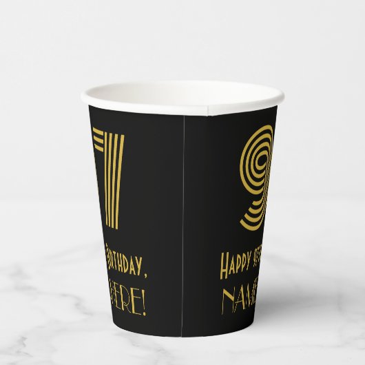 Gobelets En Papier 97th Birthday: Art Deco Inspired Look “97” & Name (Droite)