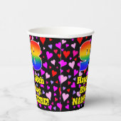 Gobelets En Papier 98e anniversaire : Amour Hearts Motif, Arc-en-ciel (Droite)