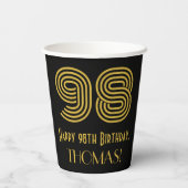 Gobelets En Papier 98th Birthday: Art Deco Inspired Look “98” & Name (Verso)