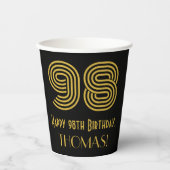 Gobelets En Papier 98th Birthday: Art Deco Inspired Look “98” & Name (Recto)