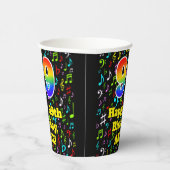 Gobelets En Papier 99e anniversaire : Fun Music Notes Motif, Rainbow  (Droite)
