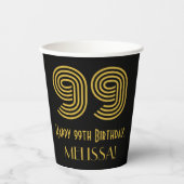 Gobelets En Papier 99th Birthday: Art Deco Inspired Look “99” & Name (Recto)