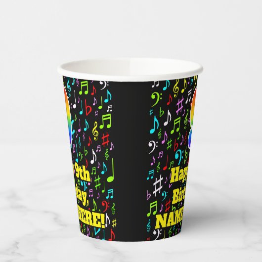 Gobelets En Papier 9e anniversaire : Fun Music Notes Motif, Rainbow 9 (Gauche)