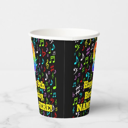 Gobelets En Papier 9e anniversaire : Fun Music Notes Motif, Rainbow 9 (Droite)