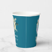 Gobelets En Papier 9e anniversaire Photo Collage Turquoise bleu jaune (Droite)