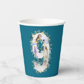 Gobelets En Papier 9e anniversaire Photo Collage Turquoise bleu jaune (Recto)