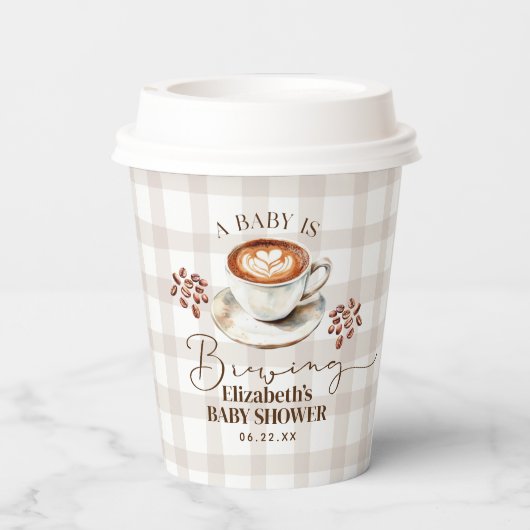 Gobelets En Papier A Baby is Brewing Coffee Theme Baby Shower (Verso)