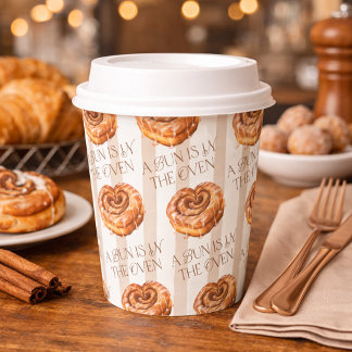 Gobelets En Papier A Bun in the Oven Cinnamon Roll Theme Baby Shower