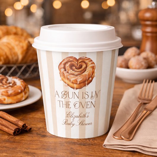 Gobelets En Papier A Bun in the Oven Cinnamon Roll Theme Baby Shower