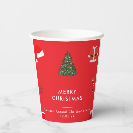 Gobelets En Papier A Cozy Christmas Gathering Set on Warm Red (Verso)