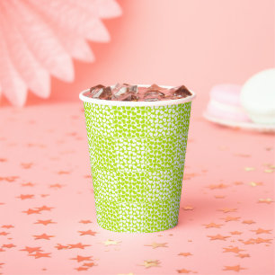 Gobelets En Papier à damiers Amour en Lime Vert et Blanc