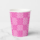 Gobelets En Papier à damiers Amour en Magenta et Blanc (Verso)