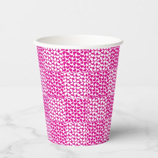 Gobelets En Papier à damiers Amour en Magenta et Blanc (Recto)