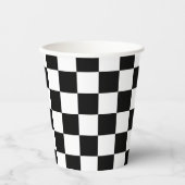 Gobelets En Papier à damiers carré noir et blanc (Recto)