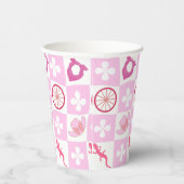 Gobelets En Papier À damiers cowgirl rose avec fleurs (Droite)