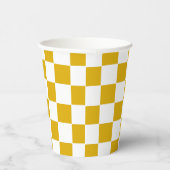Gobelets En Papier à damiers moutarde jaune et blanc (Droite)