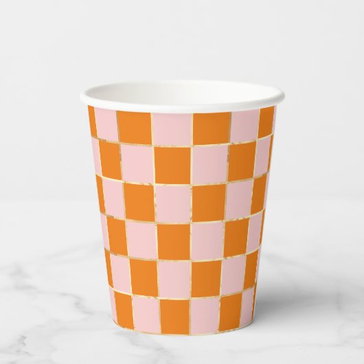 Gobelets En Papier à damiers rétro (Verso)