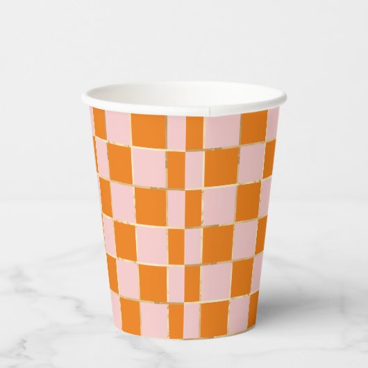Gobelets En Papier à damiers rétro (Droite)