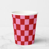 Gobelets En Papier à damiers rouge et rose chaud (Droite)