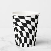 Gobelets En Papier À damiers tableau de bord noir et blanc dépoli (Verso)