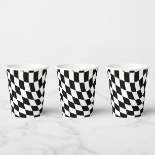 Gobelets En Papier À damiers tableau de bord noir et blanc dépoli