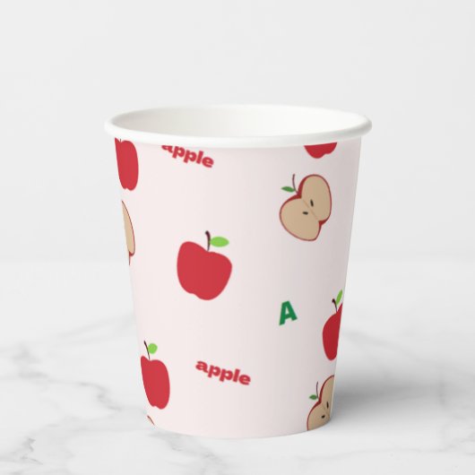 Gobelets En Papier A est pour rose pomme (Verso)