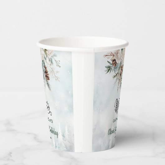 Gobelets En Papier À feuillage persistant hiver Onederland Premier an (Droite)