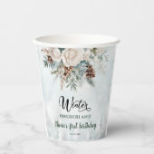 Gobelets En Papier À feuillage persistant hiver Onederland Premier an (Recto)