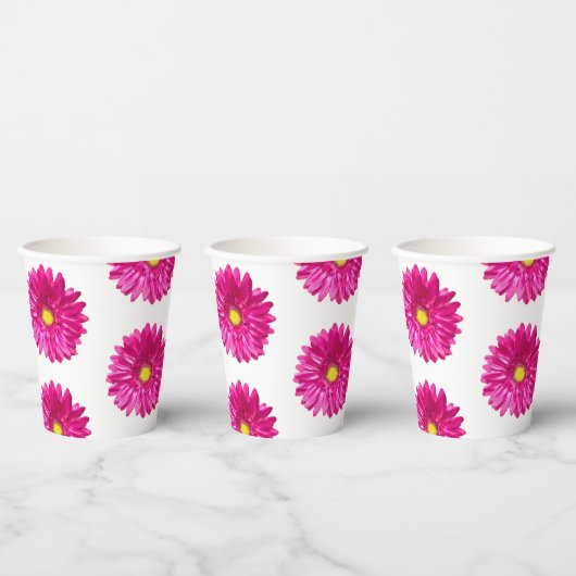Gobelets en papier à fleurs rose vif Daisy (Multi)