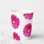 Gobelets en papier à fleurs rose vif Daisy (Recto)