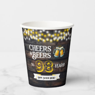 Gobelets En Papier À la santé et bières pour 98 ans, Joyeux anniversa
