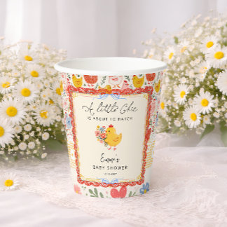 Gobelets En Papier A Little Chick Farm Chicken Girl Baby Shower