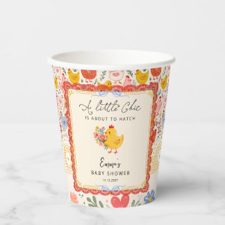 Gobelets En Papier A Little Chick Farm Chicken Girl Baby Shower
