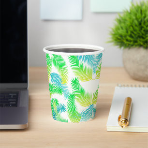 Gobelets en papier à motif de feuilles de palmier
