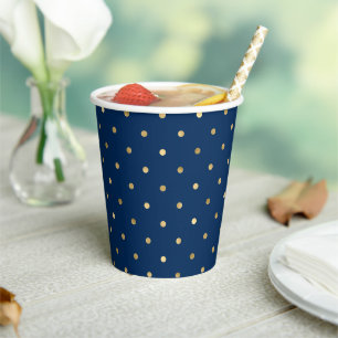 Gobelets en papier à motif pois dorés