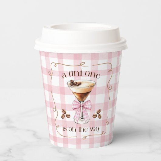 Gobelets En Papier A Tini One Espresso Martini Pink Bow Baby Shower (Verso)
