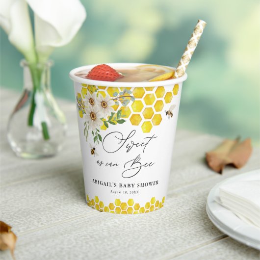 Gobelets En Papier Abeille de miel et marguerites doux comme peut êtr (Insitu)