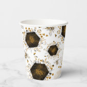Gobelets En Papier Abeille de miel noir et or (Verso)